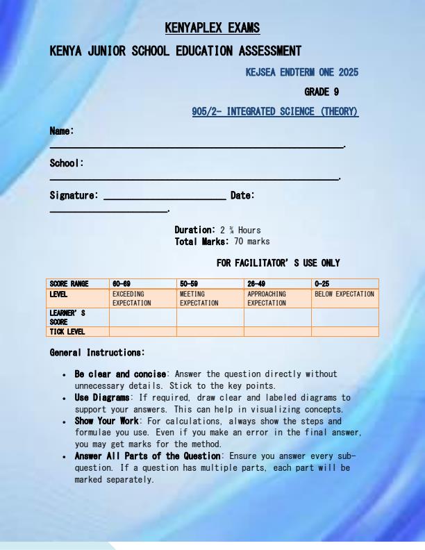 Preview page Grade-9-Integrated-Science-Theory-End-of-Term-1-Examination-2025_3809_0.jpg