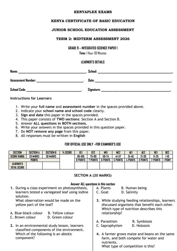 Preview page Grade-9-Integrated-Science-paper-1-Mid-Term-2-Exam-2026_5903_0.jpg