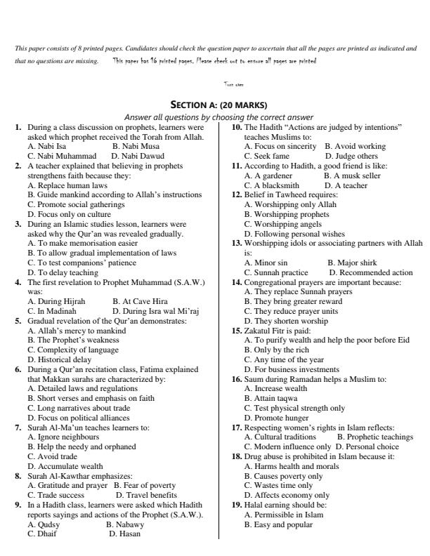 Preview page Grade-9-Islamic-Religious-Education-End-Term-1-Exam-2026_5405_1.jpg