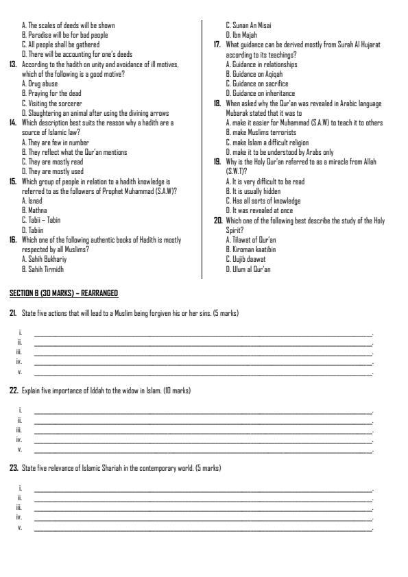 Preview page Grade-9-Islamic-Religious-Education-Term-2-Opener-Exam-2026_5635_1.jpg