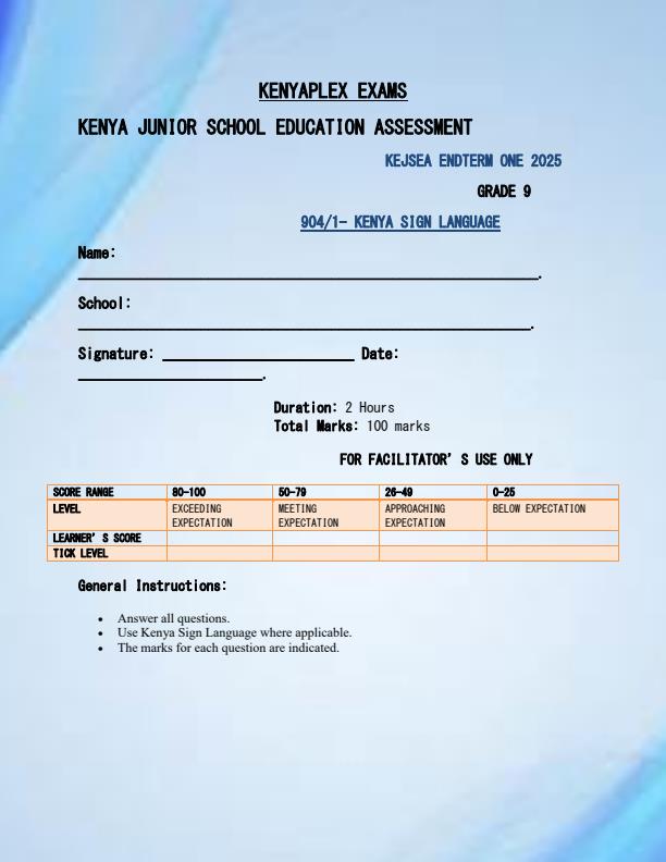Preview page Grade-9-Kenya-Sign-Language-Theory-End-of-Term-1-Examination-2025_3813_0.jpg