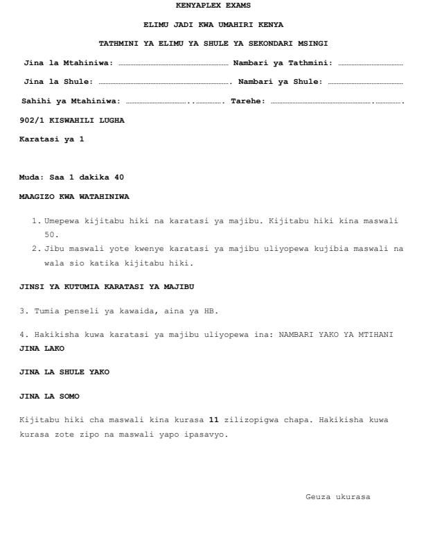 Preview page Grade-9-Kiswahili-Paper-1-End-Term-3-Exam-2026_6894_0.jpg