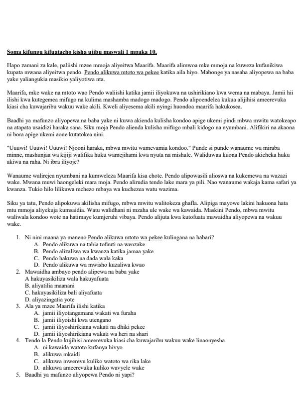 Preview page Grade-9-Kiswahili-Paper-1-Opener-Exam-Term-1-2026_5009_1.jpg