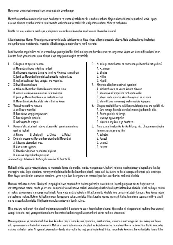 Preview page Grade-9-Kiswahili-Paper-1-Term-2-Opener-Exam-2026_5636_1.jpg