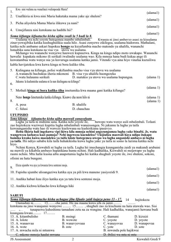 Preview page Grade-9-Kiswahili-Term-1-Opener-Exam-2025_3480_1.jpg