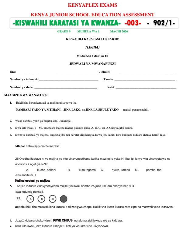 Preview page Grade-9-Kiswahili-paper-1-End-Term-1-Exam-2026_5406_0.jpg