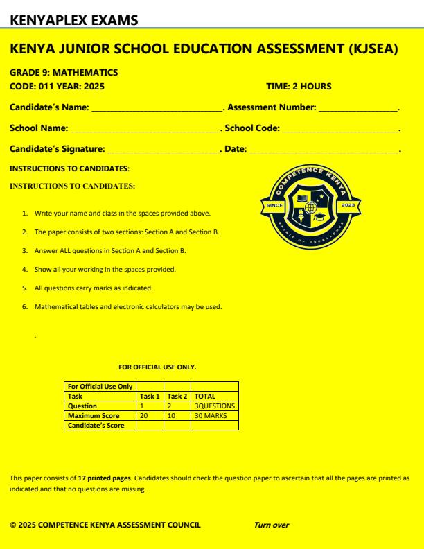 Preview page Grade-9-Mathematics-End-of-Term-3-KJSEA-Prediction-Exam-2025_4871_0.jpg