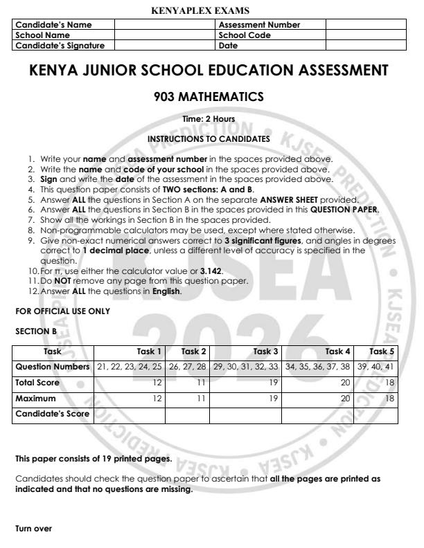 Preview page Grade-9-Mathematics-KJSEA-Prediction-2-Exam-2026_6624_0.jpg