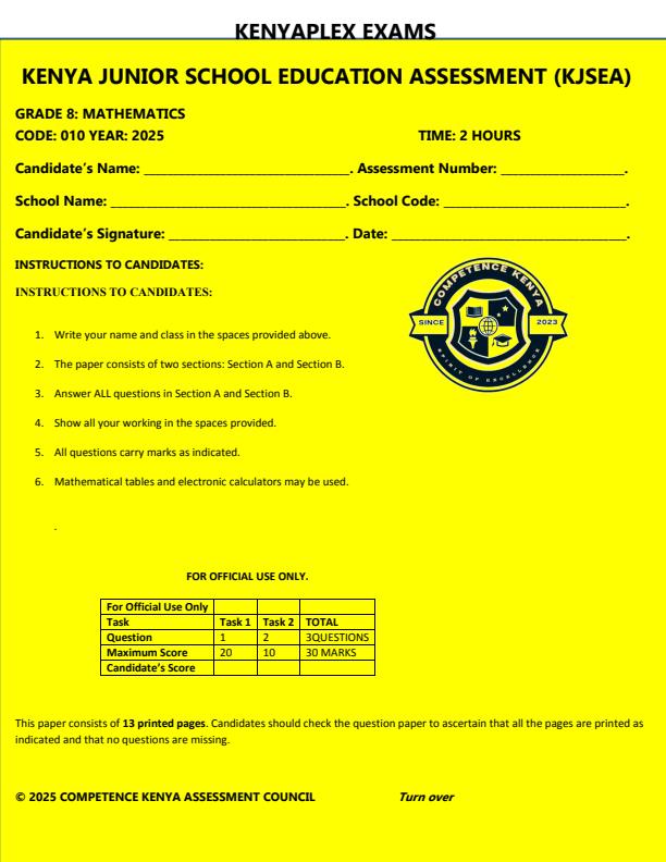 Preview page Grade-9-Mathematics-Mid-Term-3-Exam-2025_4697_0.jpg