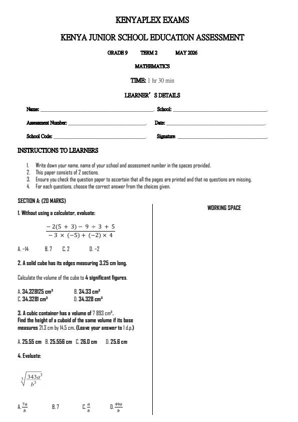 Preview page Grade-9-Mathematics-Term-2-Opener-Exam-2026_5639_0.jpg