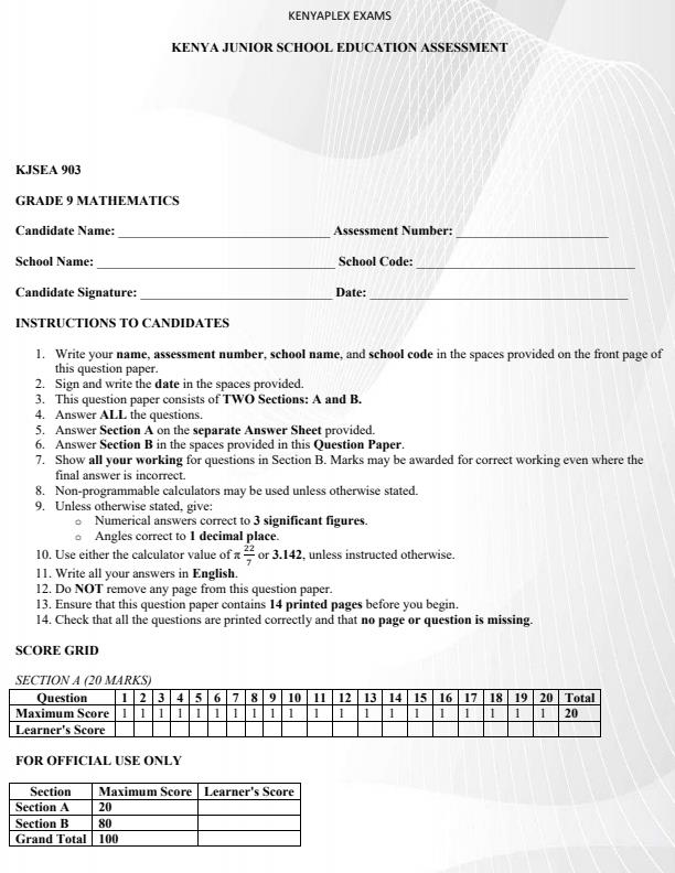 Preview page Grade-9-Mathematics-Term-3-Opener-Exam-2026_6530_0.jpg
