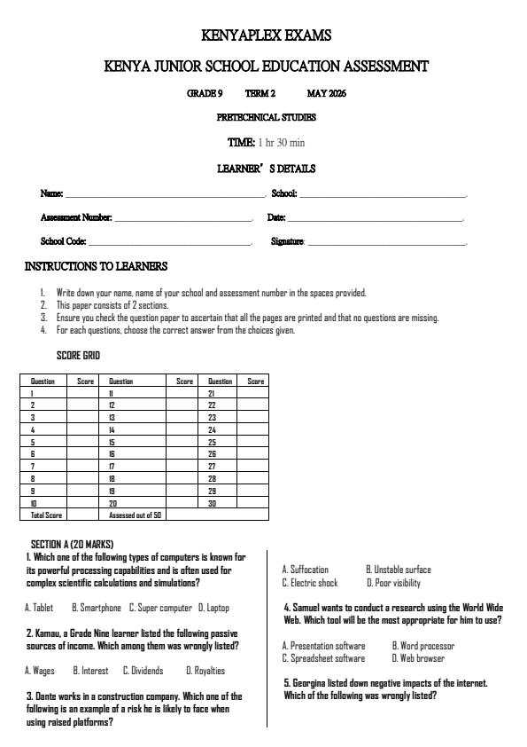 Preview page Grade-9-Pre--Technical-Studies-Term-2-Opener-Exam-2026_5640_0.jpg