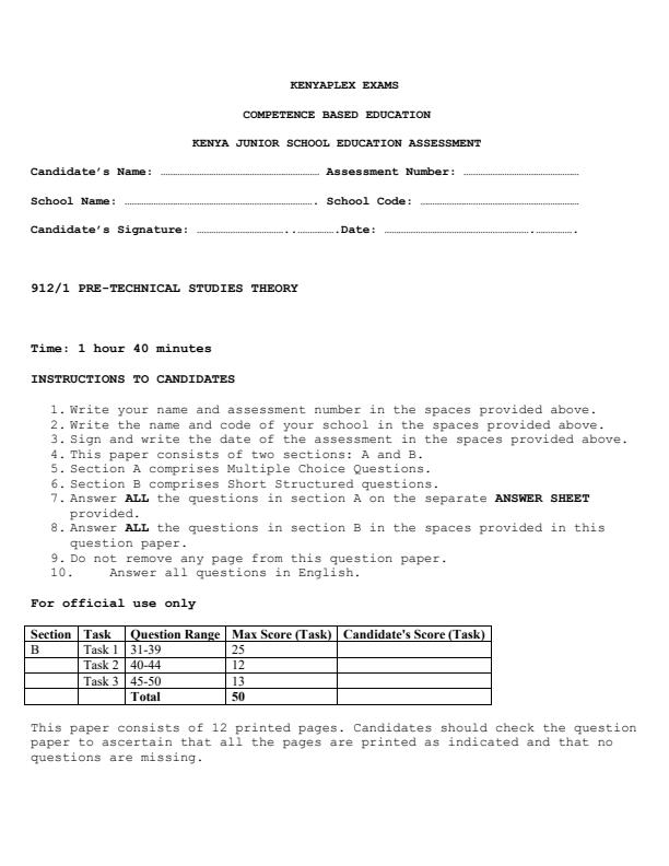 Preview page Grade-9-Pre-Technical-Studies-Paper-1-End-Term-3-Exam-2026_6898_0.jpg