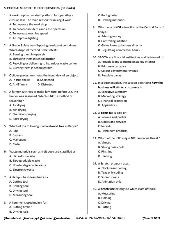 Preview page Grade-9-Pre-Technical-Studies-Paper-1-End-of-Term-3-KJSEA-Prediction-Exam-2025_4864_1.jpg
