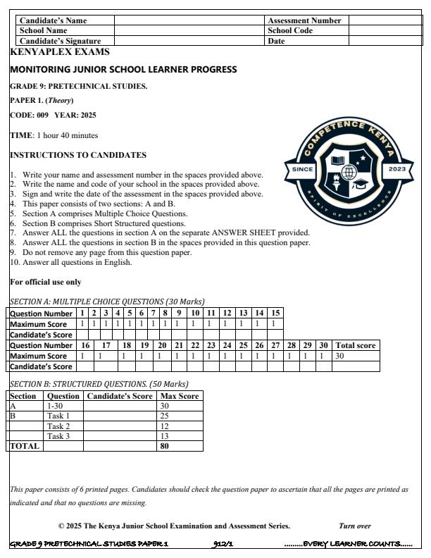 Preview page Grade-9-Pre-Technical-Studies-Paper-1-Term-3-Opener-Exam-2025_4573_0.jpg