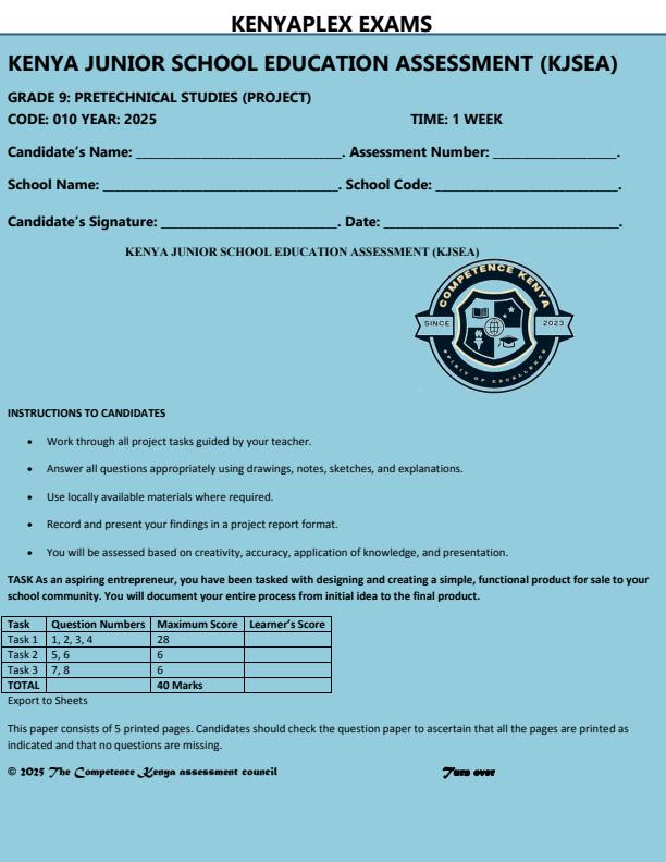 Preview page Grade-9-Pre-Technical-Studies-Paper-2-Mid-Term-3-Exam-2025_4699_0.jpg