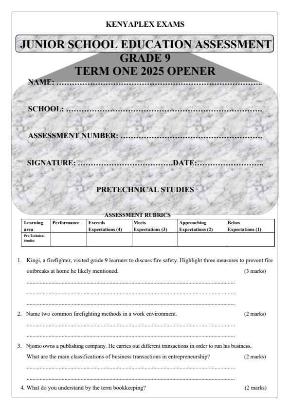Preview page Grade-9-Pre-Technical-Studies-Term-1-Opener-Exam-2025_3482_0.jpg