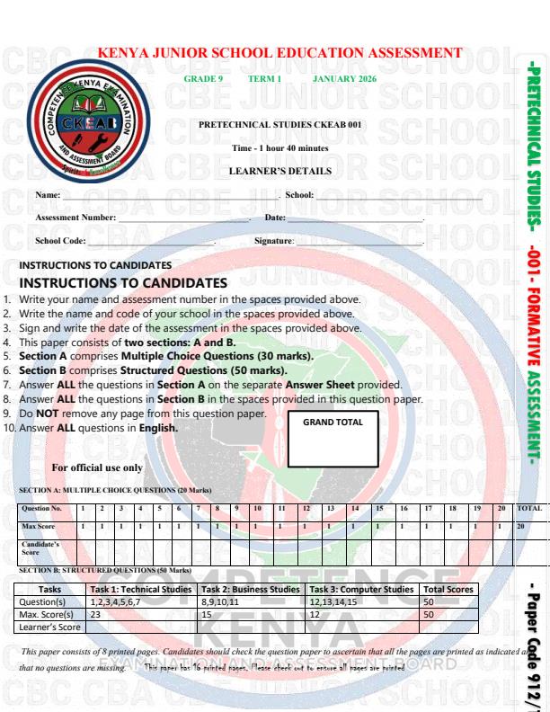 Preview page Grade-9-Pretechnical-Studies-Opener-Exam-Term-1-2026_5012_0.jpg