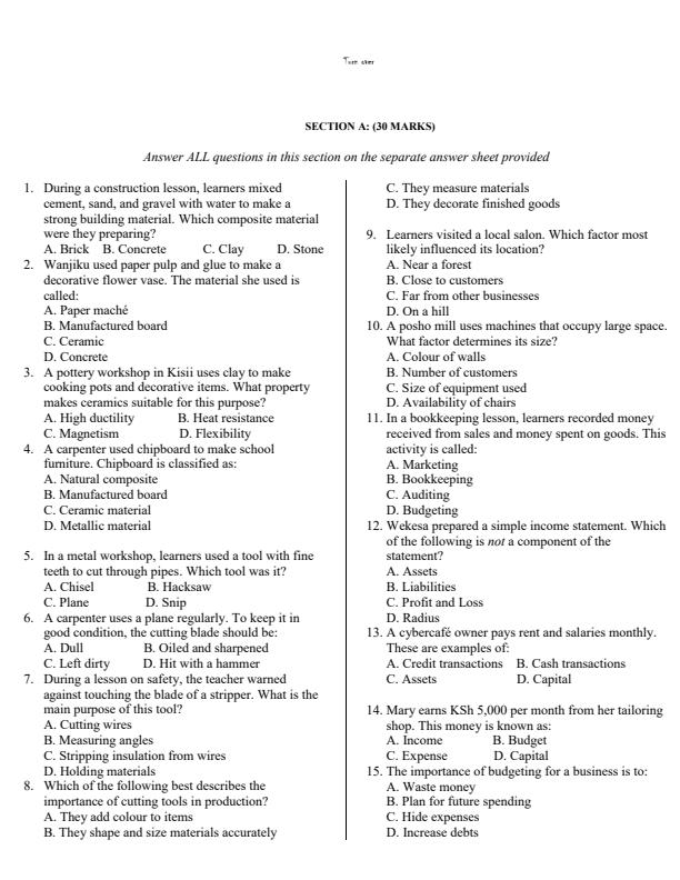 Preview page Grade-9-Pretechnical-Studies-Opener-Exam-Term-1-2026_5012_1.jpg