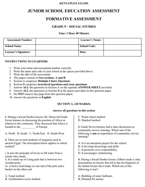 Preview page Grade-9-Social-Studies-End-Term-3-Set-2-Exam-2026_7057_0.jpg