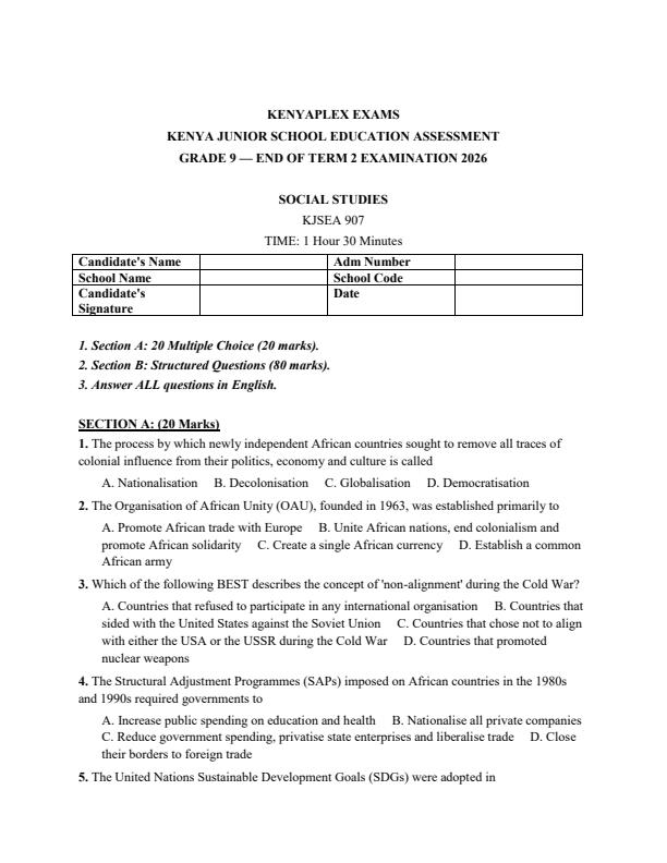 Preview page Grade-9-Social-Studies-July-Assessment-Examination-2026_6390_0.jpg