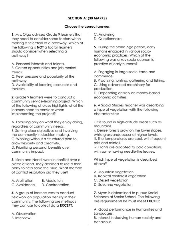 Preview page Grade-9-Social-Studies-KJSEA-Prediction-Exam-2026-Set-2_6627_1.jpg