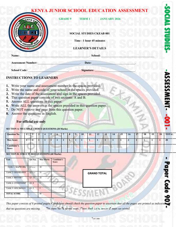 Preview page Grade-9-Social-Studies-Opener-Exam-Term-1-2026_5013_0.jpg