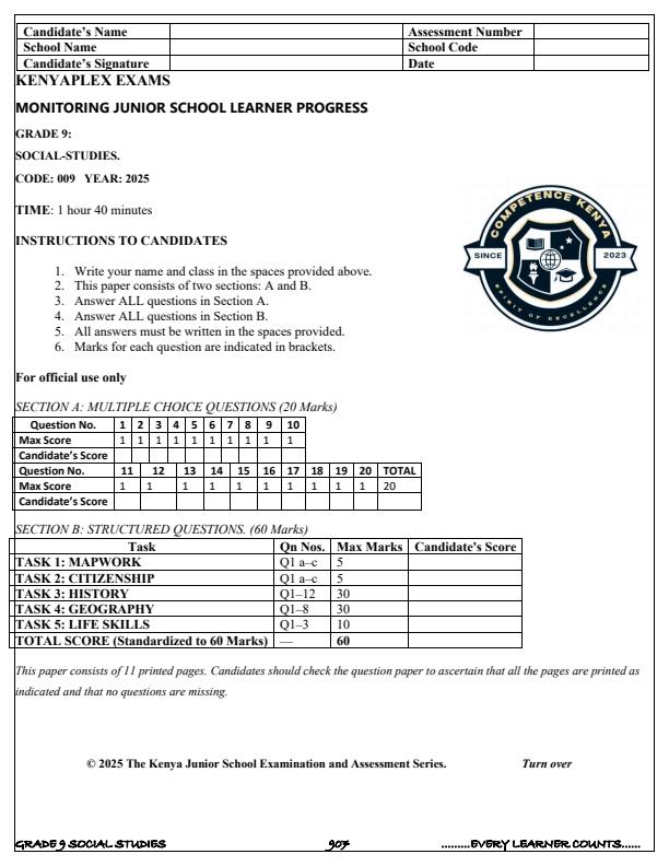 Preview page Grade-9-Social-Studies-Term-3-Opener-Exam-2025_4575_0.jpg