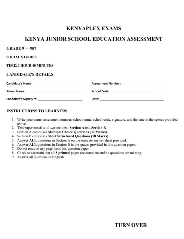 Preview page Grade-9-Social-Studies-Term-3-Opener-Exam-2026_6532_0.jpg