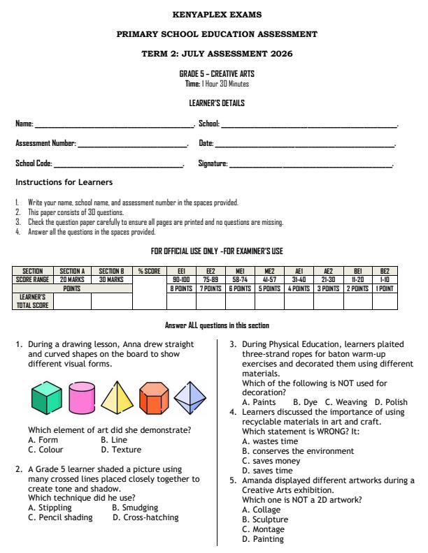 Preview page Grade-Creative-Arts-July-Assessment-Examination-2026_6261_0.jpg