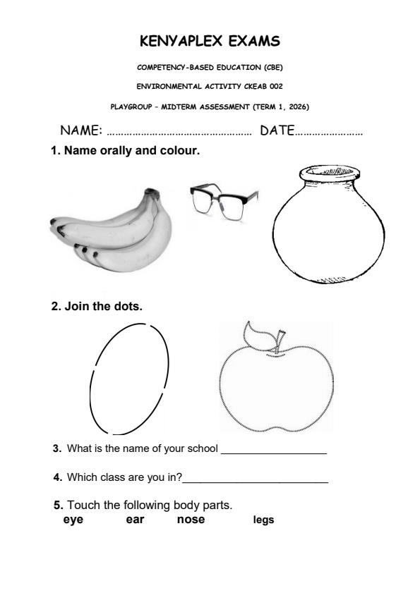 Preview page Grade-Playgroup-Evironmental-Activity-Mid-Term-1-Exam-2026_5322_0.jpg