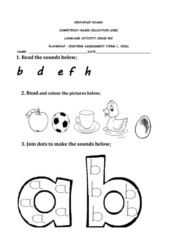 Preview page Grade-Playgroup-Language-Activity-End-Term-1-Exam-2026_5341_0.jpg