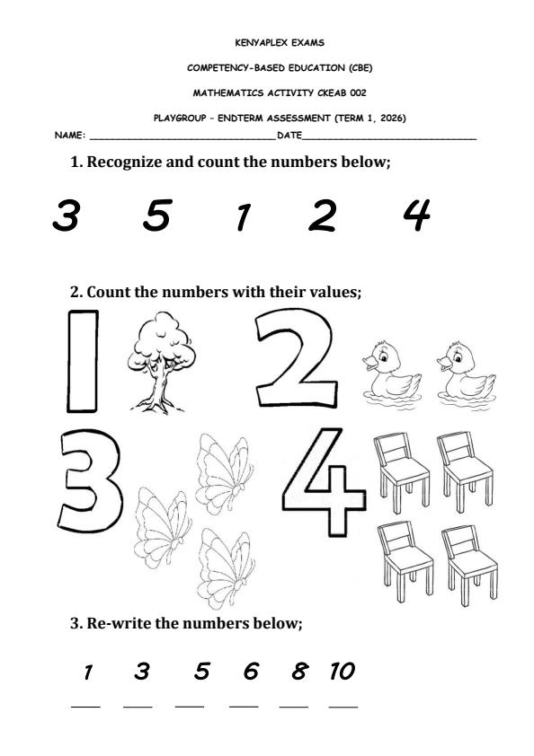 Preview page Grade-Playgroup-Mathematics-Activity-End-Term-1-Exam-2026_5342_0.jpg