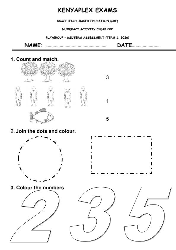 Preview page Grade-Playgroup-Numeracy-Activity-Mid-Term-1-Exam-2026_5325_0.jpg