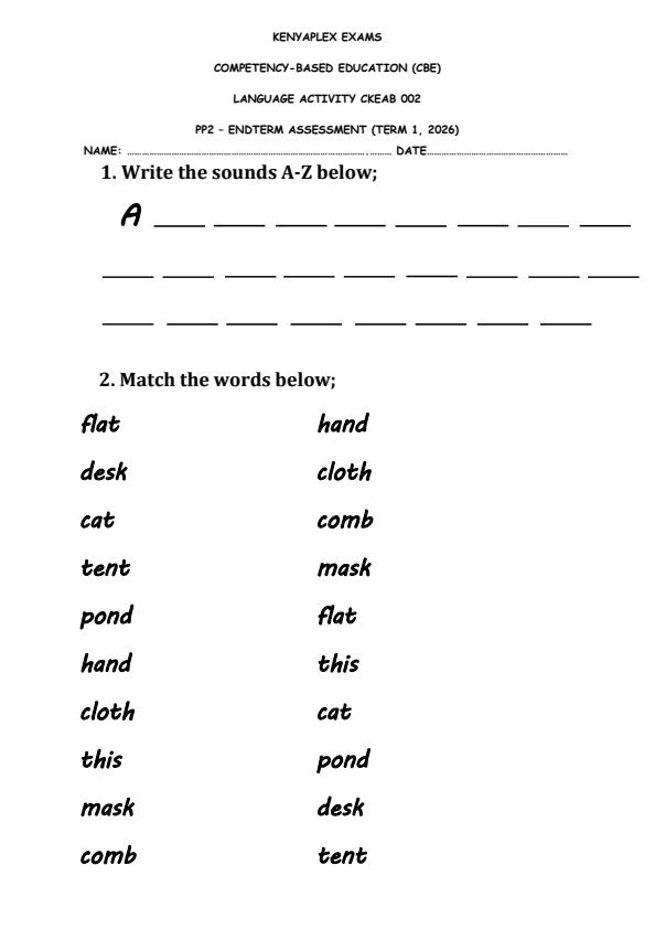 Preview page Grade-Pre--Primary-2-Language-Activity-End-Term-1-Exam-2026_5334_0.jpg