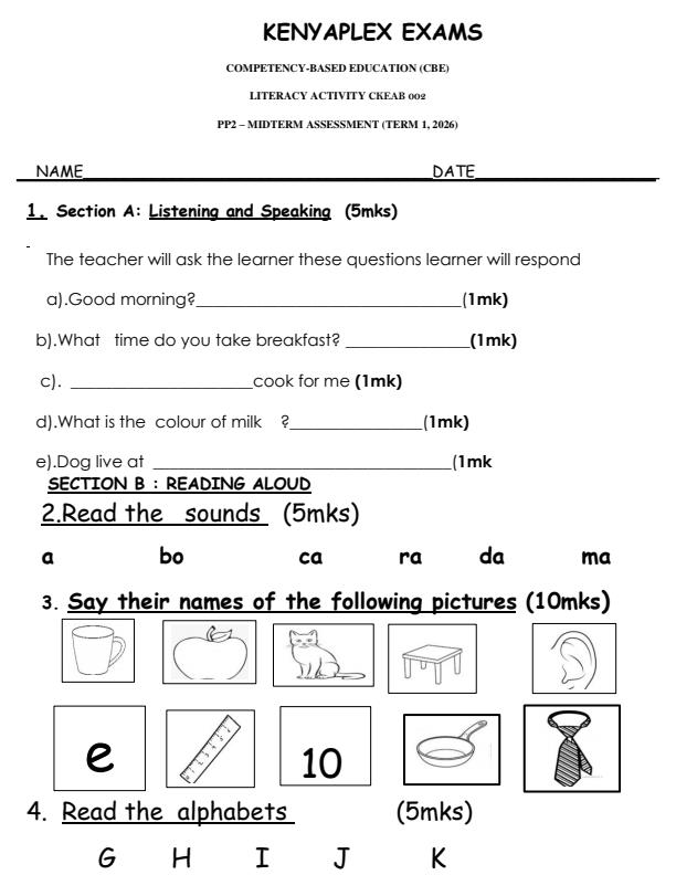 Preview page Grade-Pre--Primary-2-Literacy-Activity-Mid-Term-1-Exam-2026_5313_0.jpg