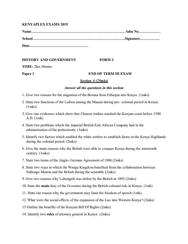 Preview page History-and-Government-Form-3-Paper-1-End-of-Term-3-Exams-2019_378_0.jpg