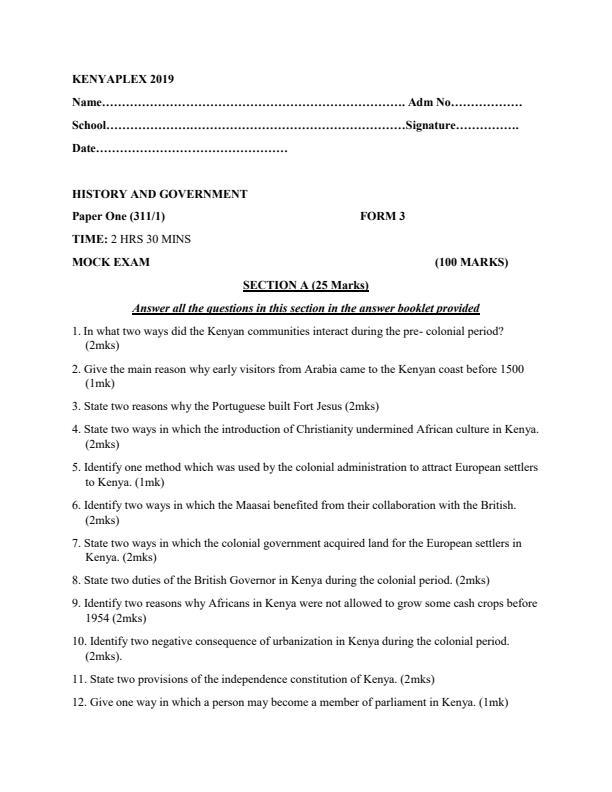 Preview page History-and-Government-Form-3-Paper-1-Mock-Exams-Term-2-2019_234_0.jpg