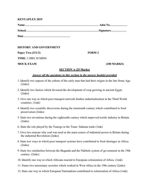 Preview page History-and-Government-Form-3-Paper-2-Mock-Exams-Term-2-2019_235_0.jpg