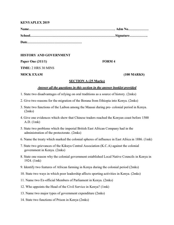 Preview page History-and-Government-Form-4-Paper-1-Mock-Exams-Term-2-2019_236_0.jpg