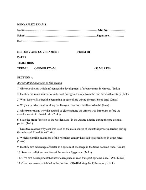 Preview page History-and-Government-Opener-Exam-Form-3-Term-1-2019_32_0.jpg