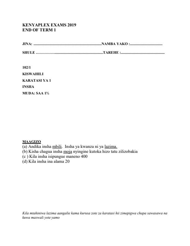 Preview page Kiswahili-Form-3-End-of-Term-1-Paper-1-Examination-2019_73_0.jpg