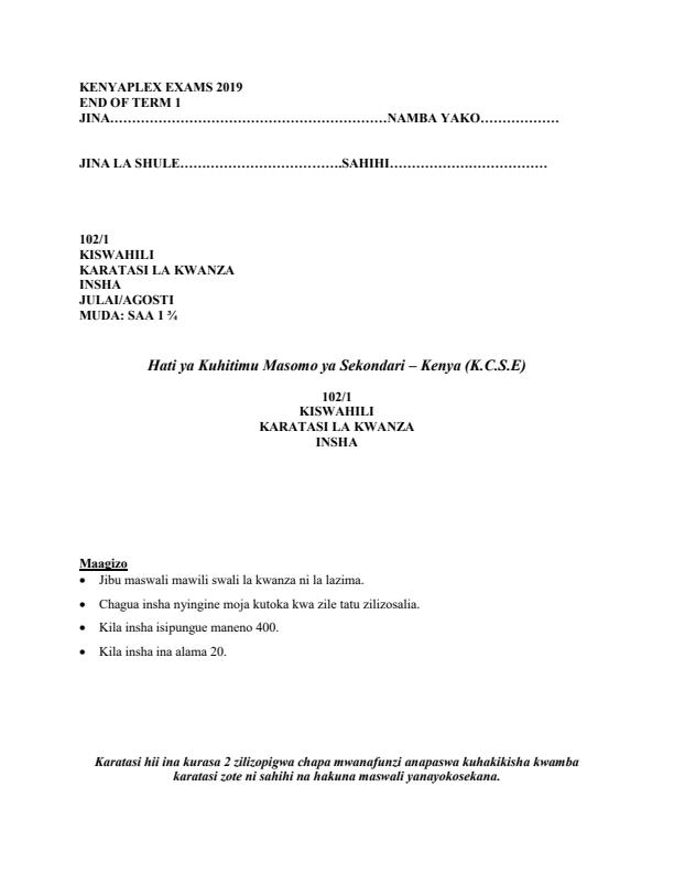 Preview page Kiswahili-Form-4-End-of-Term-1-Paper-1-Examination-2019_91_0.jpg