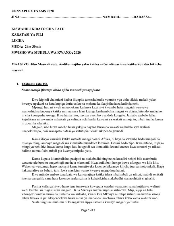 Preview page Kiswahili-Paper-2-Form-3-End-of-Term-1-Examination-2020_602_0.jpg