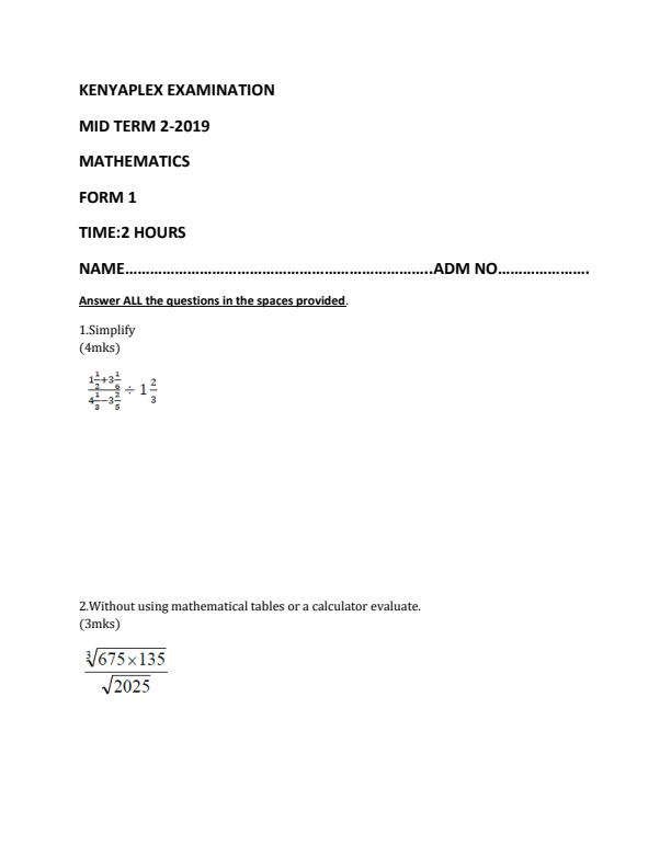 Preview page Mathematics-Form-1-Mid-Term-2-Examination-2019_167_0.jpg
