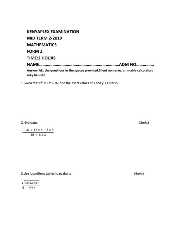 Preview page Mathematics-Form-2-Mid-Term-2-Examination-2019_168_0.jpg