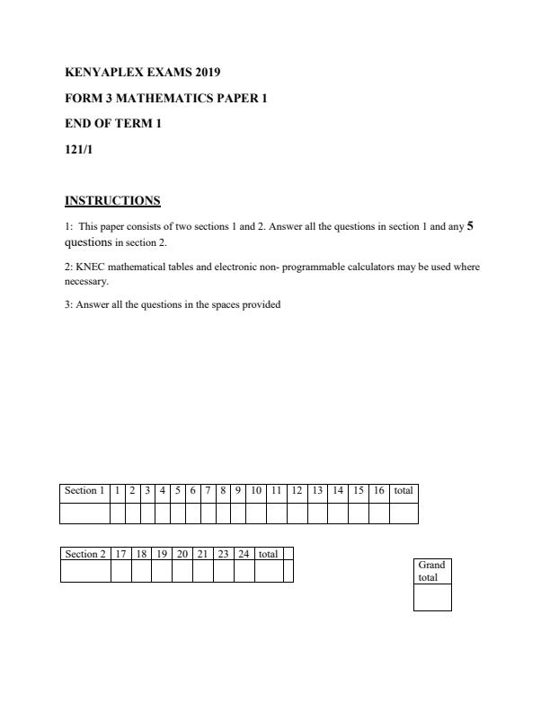 Preview page Mathematics-Form-3-End-of-Term-1-Paper-1-Examination_75_0.jpg