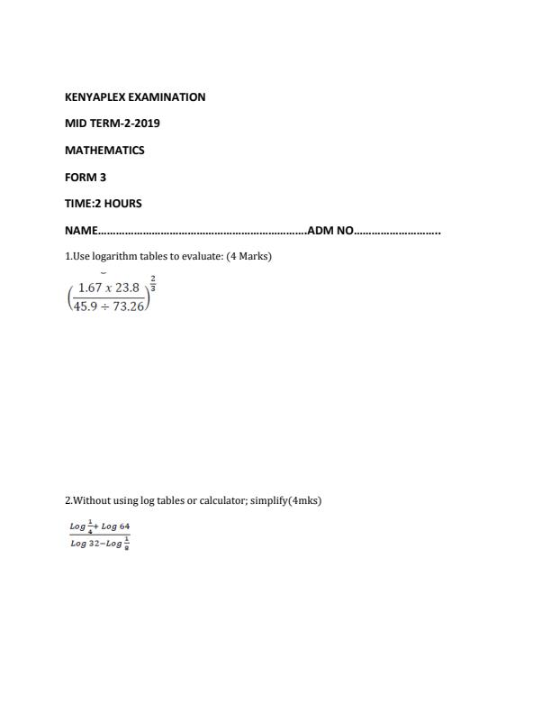 Preview page Mathematics-Form-3-Mid-Term-2-Examination-2019_170_0.jpg
