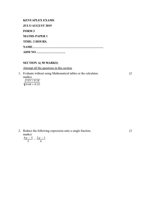 Preview page Mathematics-Form-3-Paper-1-Mock-Exam-Term-2-2019_211_0.jpg