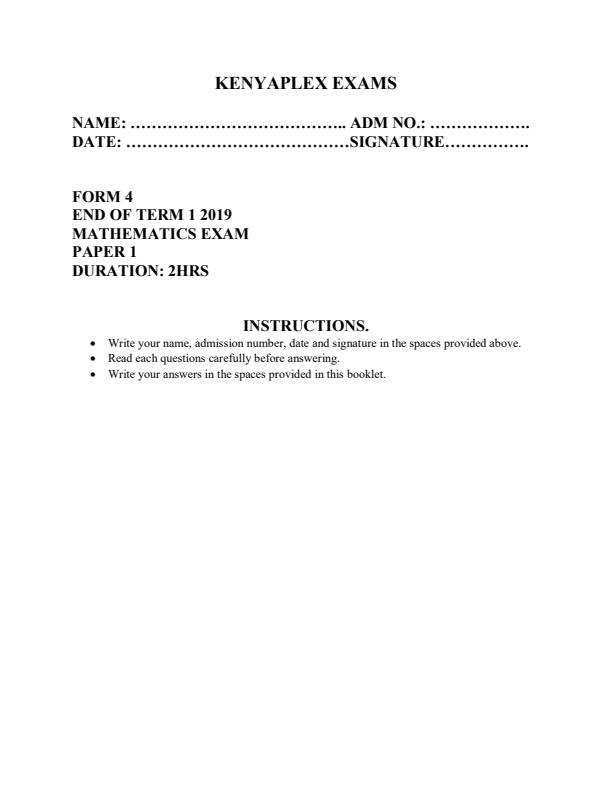 Preview page Mathematics-Form-4-End-of-Term-1-Paper-1-Examination-2019_118_0.jpg